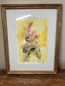 Figura de mujer Chaim Gross original acuarela pintura obra de arte 1956 enmarcada - Imagen 1 de 4