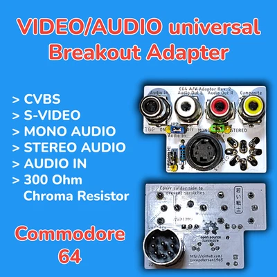 Commodore 64 universal Breakout Adapter S-Video, CVBS, Stereo Cinch RCA mini DIN - Bild 1 von 4
