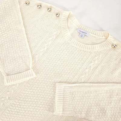 Suéter Liz Claiborne Tejido con Cable para Mujer XXL Pullover Perla Botón Hombro Acogedor Foto 1 de 4