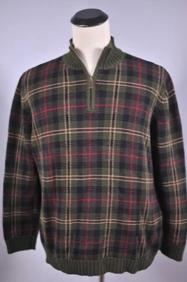 Lauren Ralph Lauren вязаный 1/4 молнии пуловер хлопок свитер клетку мужской XL - Изображение 1 из 4