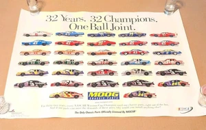 Vtg NASCAR 32 Years 32 Champions Car Poster Pearson Petty Yarborough Earnhardt - Picture 1 of 9