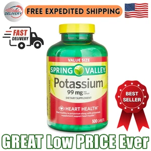 Spring Valley Potassium Caplets Dietary Supplement Value Size, 99 mg, 500 Count - Picture 1 of 9