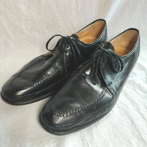 GRENSON Shoes Moccasin Hand Made Bench Made Black Leather Size UK 11 - Picture 1 of 13