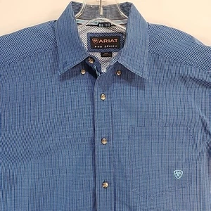 Camisa Ariat Pro Series Para Hombre Mediana Azul A Cuadros Ligera Exterior Abotonada - Imagen 1 de 10