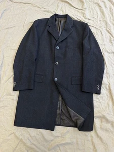 Balmain Men's Check Long Wool Formal Classic Coat Size 56 / XL - Picture 1 of 5