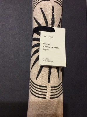 Corredor de mesa West Elm Celestial ¡NUEVO CON ETIQUETAS! Negro 14x88 Luna y Sol 100% Algodón ¡NUEVO! Foto 1 de 2