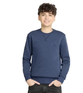 Calvin Klein Youth Size Large (14/16) French Terry Crewneck Sweatshirt, Blue - Picture 1 of 5
