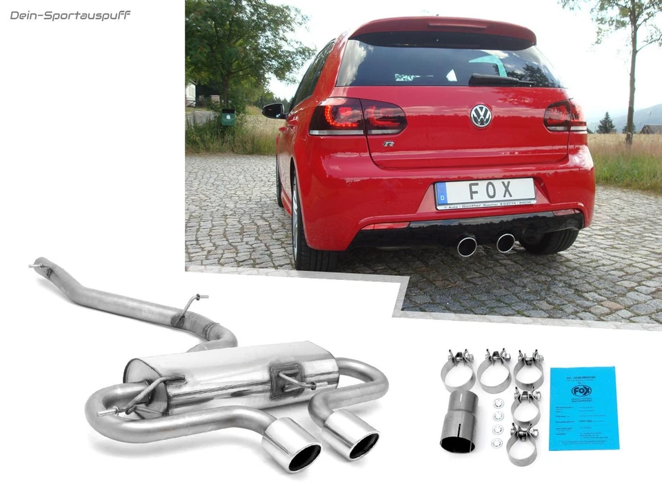 Fox Sportauspuff Medio VW Golf 6 R4-movimento 2 0 L arrotolato obliquo senza