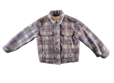 Chaqueta Free People para mujer XS púrpura a cuadros desteñida Dreams acogedora camionera sherpa Foto 1 de 4