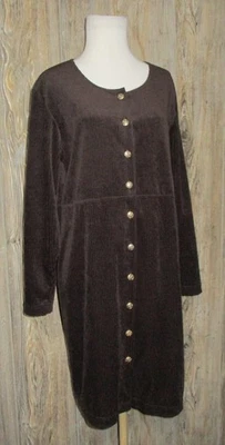Vestido para mujer Style Studio marrón con botones talla pequeña terciopelo sensación otoño Foto 1 de 4