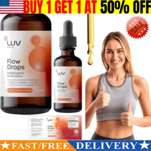 Gotas de flujo de salud LUV - Mezcla adaptógena de hongos - Sabor melocotón sandía - 1 oz ~ ~ - Imagen 1 de 5