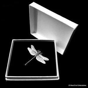 Dragonfly Insect Silver Pewter Brooch Badge in Gift Box - UK Made Present - Picture 1 of 4