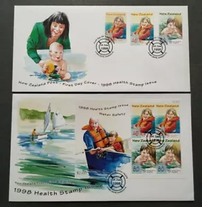 1998 New Zealand Children's Health Series - Water Safety Stamps & MS FDC (pair) - Picture 1 of 5