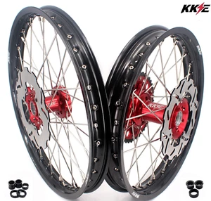 Llantas KKE 21/18"" para Honda CR125R 1998-1999 CR250R 1997-1999 CNC bujes rojos - Imagen 1 de 17