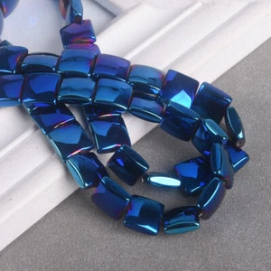 10pcs Glossy Square 12mm Colorful Crystal Glass Loose Beads For Jewelry Making - Picture 1 of 14