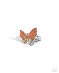 Paparazzi Fluttering Fidelity - Orange - Tomato Cream Shell - Rhinestone - Paint - Picture 1 of 2
