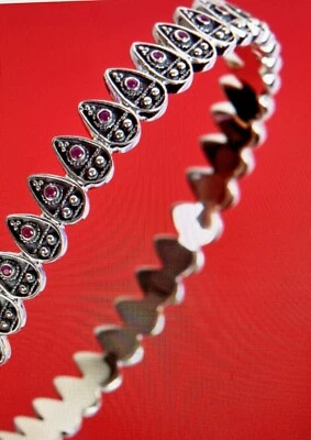 Legend Amrapali Regal Ruby Bangle Bracelet Black Oxidized Sterling Silver 7.50in - Image 1 of 4