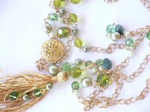 Crystals/Stones 3-layer Necklace...stylish! - Picture 1 of 1