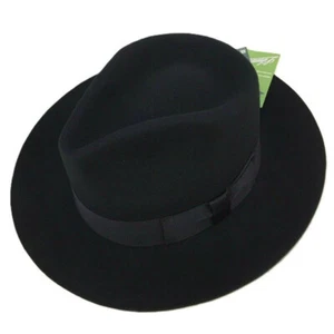 Auténtica Gorra Fedora de Lana Judía Israel - Estilo Hasídico, Fieltro Negro, Ala Ancha - Imagen 1 de 9