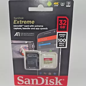 SANDISK EXTREME MICROSD CARD CON ACQUISIZIONE ESTREMA, TRASFERIMENTO E VELOCITÀ APP 32GB - Foto 1 di 4