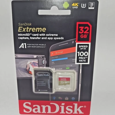 SANDISK EXTREME MICROSD CARD WITH EXTREME CAPTURE, TRANSFER AND APP SPEEDS 32GB - Image 1 of 4