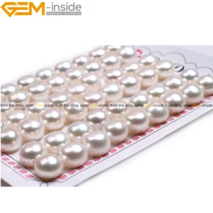 Stud Half Drilled Freshwater Pearls Beads for earrings Jewelry Making Xmas GIFT - Picture 1 of 23