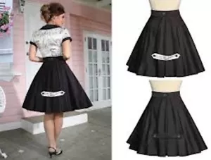 KITTEN D'AMOUR La Petite Boutique button tab full skirt sz 12 black Paris print - Picture 1 of 7