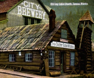 Juneau AK City Brewery Log Cabin Soda Works Postcard Alaska - Picture 1 of 3