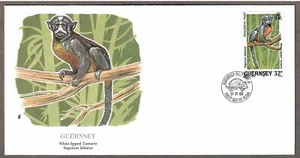 Guernsey # 418 , White-lipped Tamarin Monkey , Fleetwood FDC - I Combine S/H - Picture 1 of 2