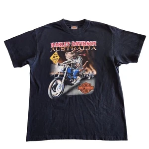 Camiseta Harley Davidson 1997 vintage Australia Kangaroo Roo Country negra grande - Imagen 1 de 8