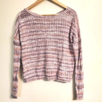 Abercrombie and Fitch 粉彩条纹毛衣女式小号十字背  — 第 1/4 张图片