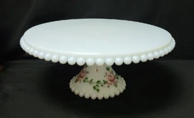 Consolidated Con-Cora Spin A Plato de Pastel Vidrio de Leche Rosas Pintadas a Mano Giros De Colección Foto 1 de 4