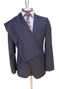 Hugo Boss James4 Sharp6 Dark Gray Small Check Wool Two Button Suit SZ 40R - Picture 1 of 12