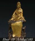 Tibet Reine Bronze Gilt Kwan-Yin Guan Yin Boddhisattva Göttin Inschrift Statue