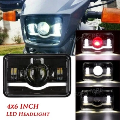 Black 4x6" DRL LED Headlight Hi-Lo Beam For Suzuki DRZ400SM DRZ400E Motorcycle Foto 1 de 4