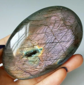 TOP 102.8G Natural Purple Rainbow Labradorite Crystal Healing Madagascar YK29 - Picture 1 of 12