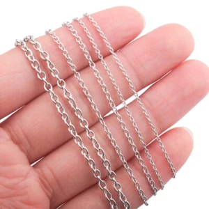 2 Meters Stainless Steel Gold Link Chain Necklace Bulk Cable 1.5mm 2mm 3mm Width - Picture 1 of 8
