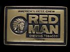 Td11112 *nos* Vintage 1983 **red Man America's Best Chew** Solid Brass Buckle