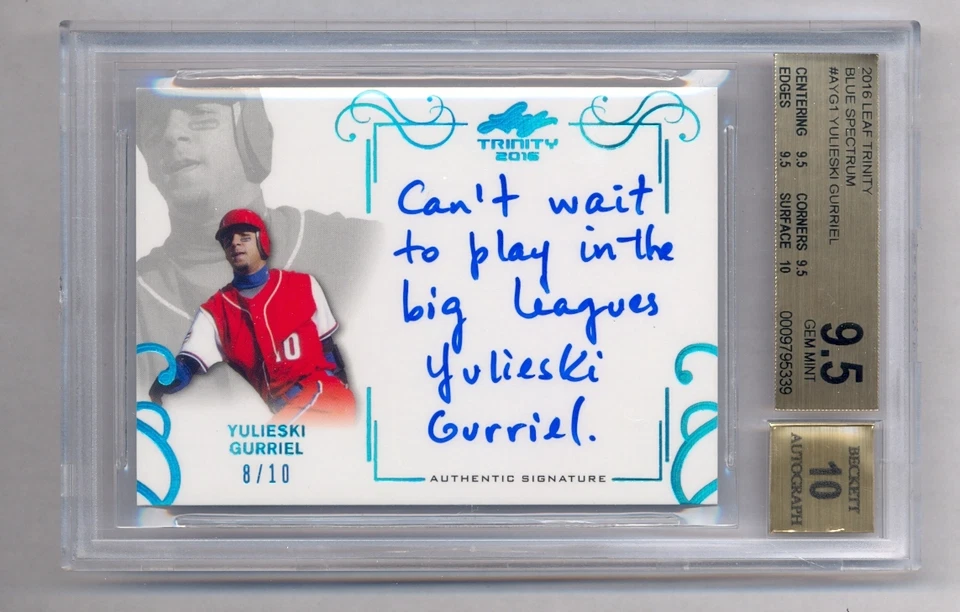 YULIESKI GURRIEL 2016 LEAF TRINITY BLUE SPECTRUM AUTO RC #8/10 BGS 9.5 10 ASTROS - Image 1 of 1
