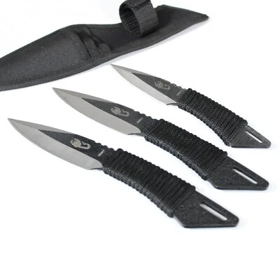 Throwing Knife 3pcs 6.5", 8" Black & Silver Scorpion Nylon Sheath TK 042-365BS - Image 1 of 4