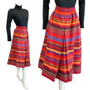 FALDA MIDI BORDADA GEOMÉTRICA AZTECA AZUL PUPRLE ROJO AMARILLO AÑOS 60 70 DE COLECCIÓN 4 6 - Imagen 1 de 9