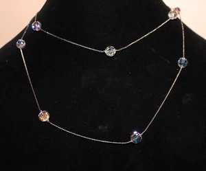 Swarovski Open Clear Bezel Crystals Silver Tone Necklace 36'' - Picture 1 of 5