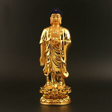 7.9" Chinese Tibetan Buddhism Resin Gild Amitabha Tathagata Stand Buddha Statue