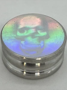 Vintage 90’s heavy pog slammer Metal 3/4 Inch Reflective 8 Skeleton - Picture 1 of 4
