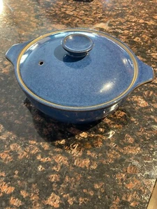 Vintage Rams Head DENBY Blue Casserole Baking Dish w/ Lid - Picture 1 of 9