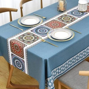 Blue Vinyl Tablecloths Square Tablecloth Waterproof Plastic-PVC Table Cloth W... - Picture 1 of 8