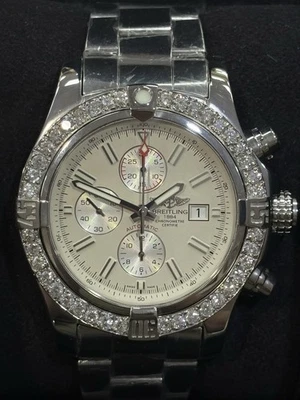 Breitling A13371 Super Avenger II White 3.20ct Diamond Bezel Watch Box & Papers - Image 1 of 4
