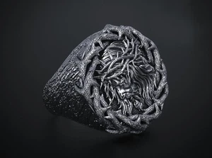 Crown of Jesus ring, Crown of thorns silver ring, Jesus the Nazarene king of the - Picture 1 of 2