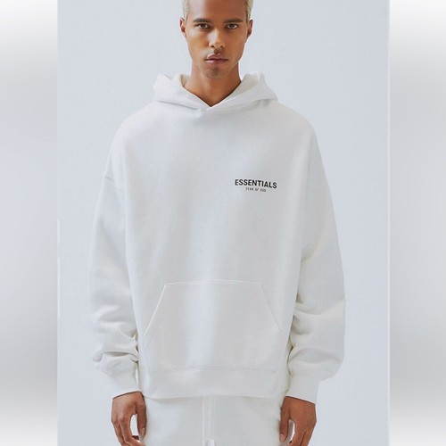 Felpa con cappuccio pullover Fear Of God Essentials x fiori di ciliegio bianco streetwear medio