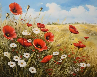 Amapolas Amapola Flor Paisaje Lienzo Arte Decoración Hogar Arte de Pared Impresión Pintura 049 Foto 1 de 4